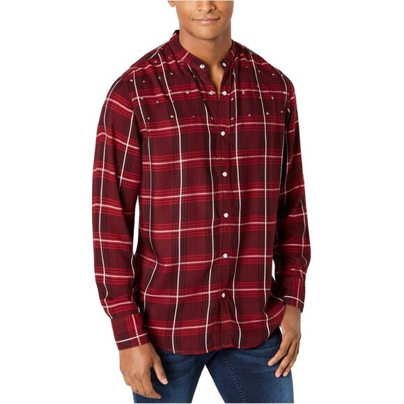 I.N.C Mens Star Studded Button Up Shirt, Red, NWT - Picture 1 of 1